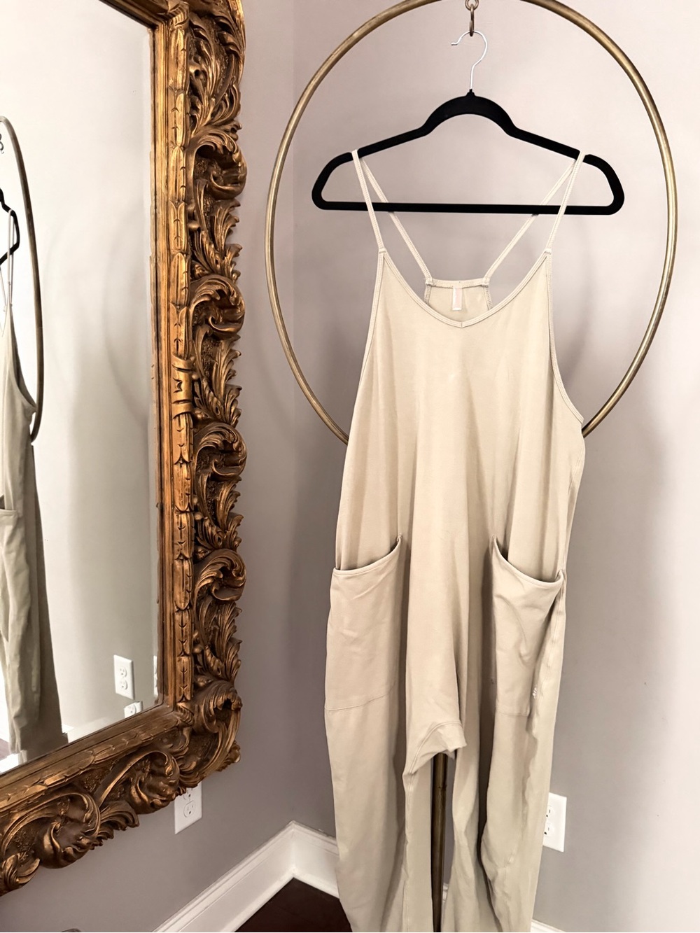Free People Hot Shot Onesie in Khaki size M-  Relaxed-Strap Pocket Jumpsuit